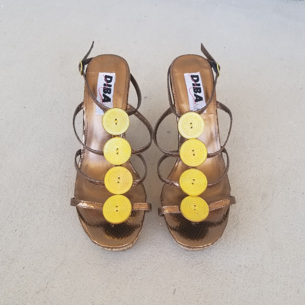 Cork & Patent Leather Wedge Strappy Sandals